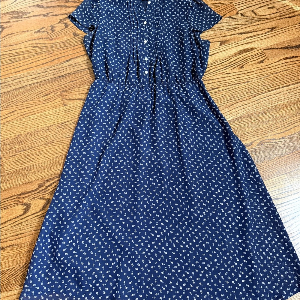 Chaps Navy Floral Midi Dress